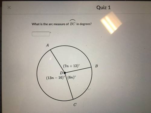 What is the arc measure of BC in degrees?