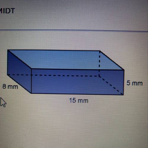 What is the volume of the rectangular prism  A.) 28mm  B.) 83mm  C.)160 Mm D.) 600mm