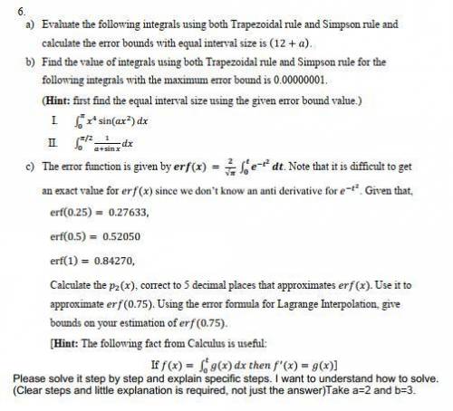 A) Evaluate the following integrals using both Trapezoidal rule and Simpson rule and calculate the e