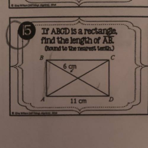 If ABCD is a rectangle find the length of AB