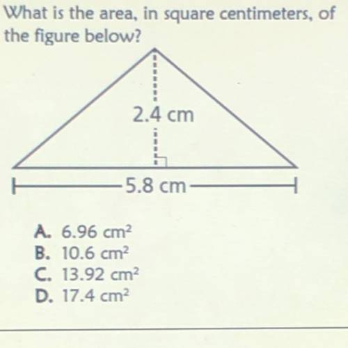 What is the area, in square centimeters, of the figure below? show work please!!