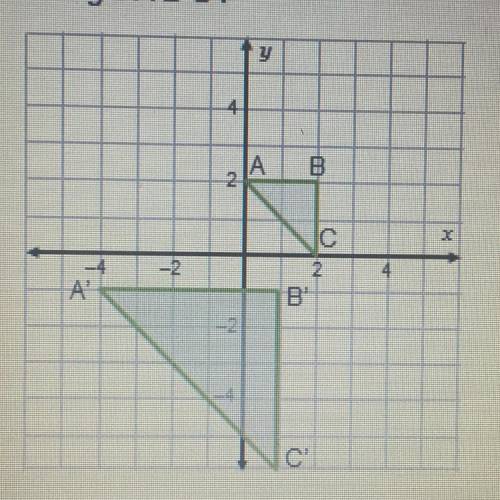 Triangle ABC was dilated and translated to form similar triangle A’B’C’. What is the scale factor of