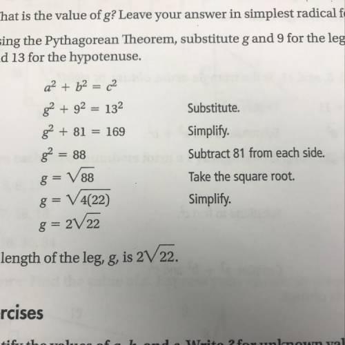 What is the value of g answer in simplest radical form