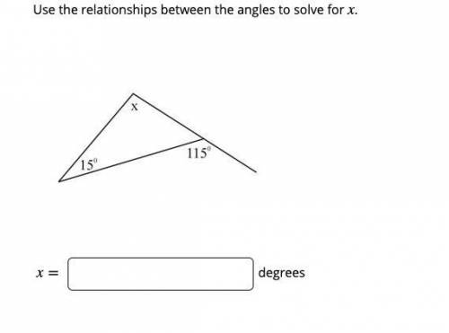 Use the relationships between the angles to solve for x (most brainliest fastest answer)