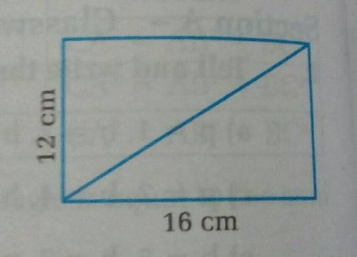 Find the length of diagonal of the adjoining rectangle ...