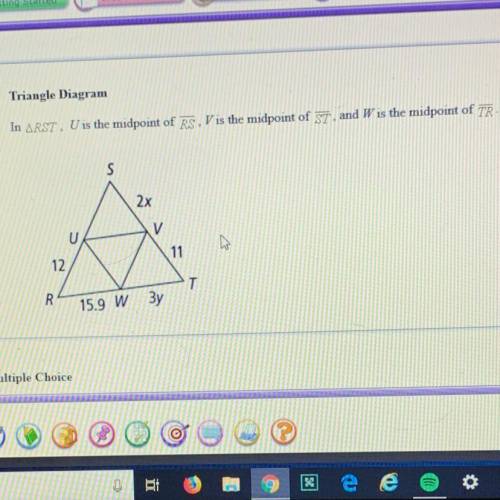 PLEASE HURRY Use the triangle diagram to answer the questions.  1. What is the length of RS? A.
