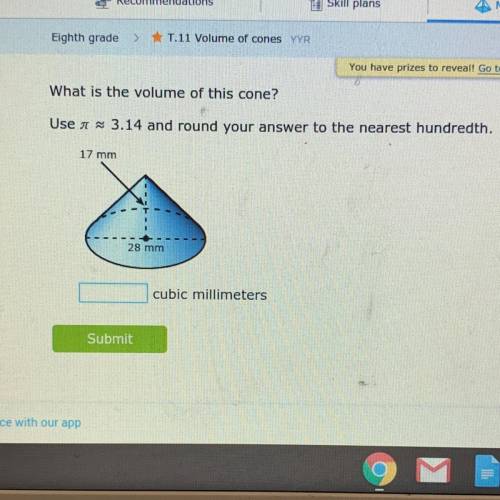 I need help with this ixl volume of a cone ?