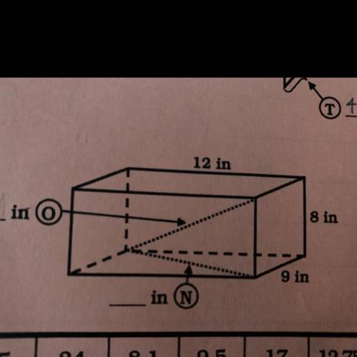 I need the value of O and N in the picture (the diagonal lengths)