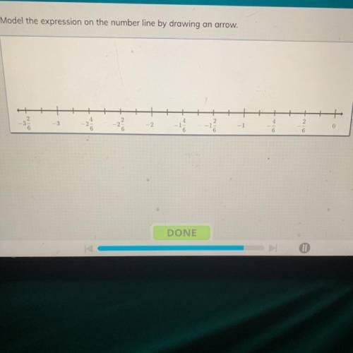 Model the expression on the number line by drawing an arrow find -1 5/6+(-1/3)