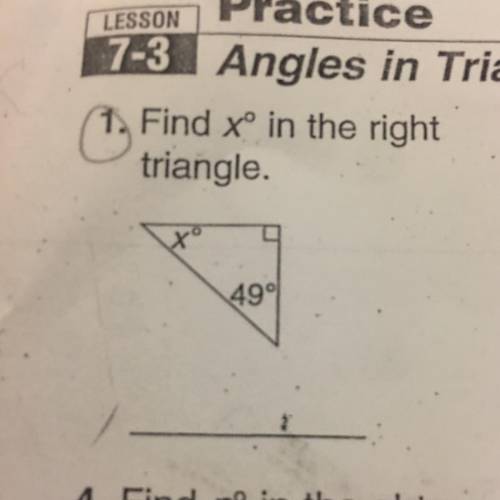 Find x in the right triangle.