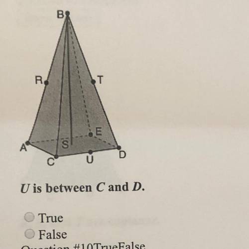 U is between C and D. True or False