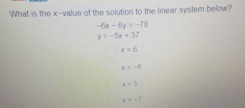 What is the x- value of the solution to the linear system below?