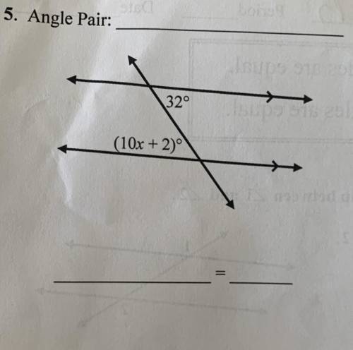 Name the special angle pair relationship. Write an equation and solve for x. Pls help will mark brai