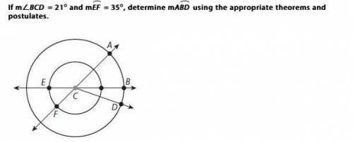 Determine mABDarc using the appropriate theorems and postulates. !please no absurd answers! : )