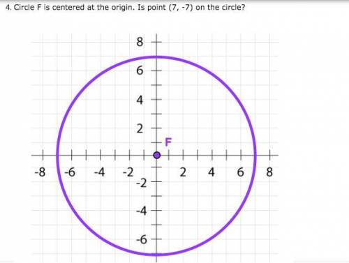 Circle F is centered at the origin. Is point (7, -7) on the circle? ---> is my answer correct?