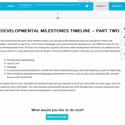 PLEASE HELP!! DEVELOPMENTAL MILESTONES TIMELINE – PART TWO In this second and final part of the time