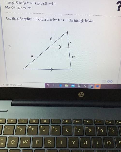 Use the side-splitter theorem to solve for x in the triangle below