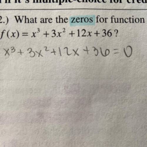 What are the zeros for the function