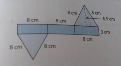 Does the net shown below fold up into a prism ot a pyramid? Find the surface area of the figure form