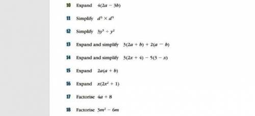 Expand, simplify qu. 10 to 18..... :- / Lots of points easy read attachment