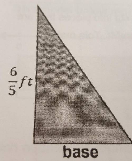 The area of the triangle below is 2/5 square feet. What is the length, in feet, of the base of the t