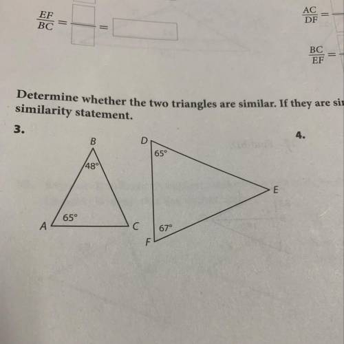 Determine whether the two triangles are similar?