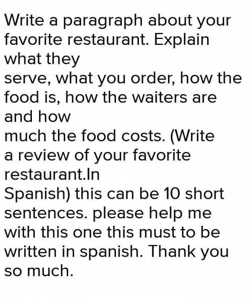Please help me I have been ask for this one many times, this must to be written in spanish, this mus