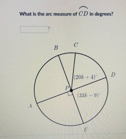What is the arc measure of CD in degrees