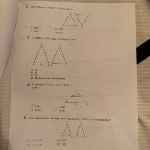 I need the answer for 8-11. Can someone help me please ?