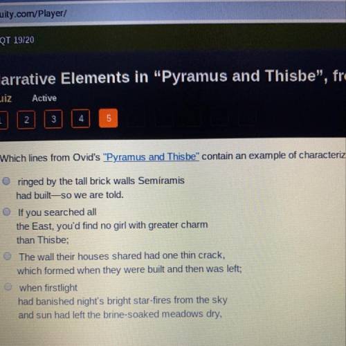 Which lines from Ovids “Pyramus and Thisbe”contain an example of characterization l