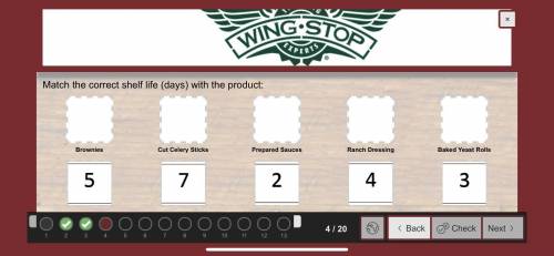 What’s the correct shelf life at Wingstop for the following products, No wrong answers thanks