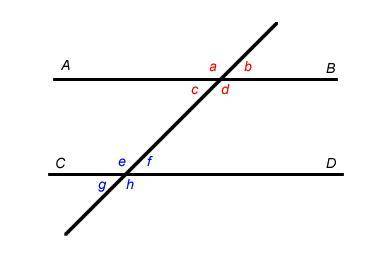 Please Help How is angle a related to angle d? A) vertical angles  B) alternate interior angles  C)