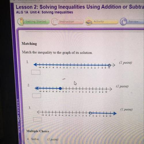 Match the inequality to the graph of its solution  Sorry for the poor image