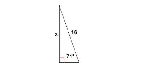 A 16-foot ladder is leaning against a building at a 71 degree angle to the ground. Which equation ca