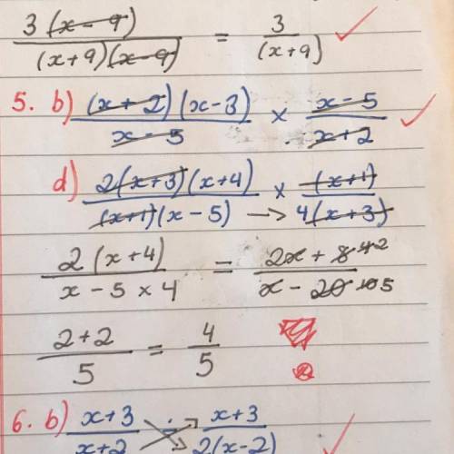 Question 5b) please, what have i done wrong? 2(x+3)(x+4)/(x+1)(x-5) x (x+1)/4(x+3)