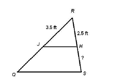 Segment JH is a midsegment of triangle QRS. What is the length of segment HS? A. 7 ft B. 5 ft C. 3.5