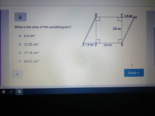 What is the area of this parallelogram 4.9cm 12.25cm 17.15cm 24.01cm