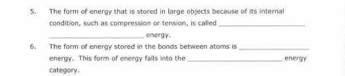 The form of energy that is stored in large objects because of its internal condition, such as compre