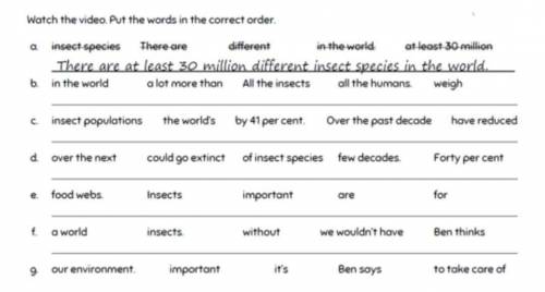 Pomocy Potrzebuję te zadania z Angielskiego. Nazwa filmu: Insect Extinction - Behind the News