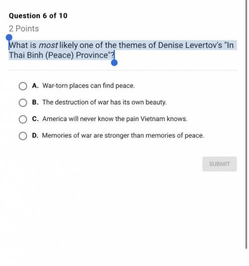 What is most likely one of the themes of Denise Levertov’s “In Thai Binh (Peace) Province”