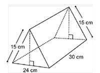 A candy bar box is in the shape of a triangular prism. The volume of the box is 3,240 cubic centimet
