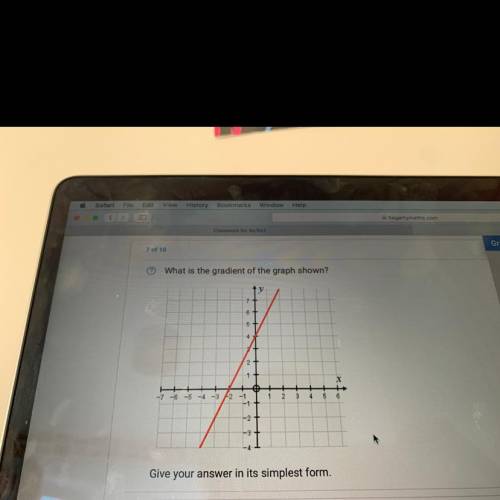 What is the gradient of the graph shown