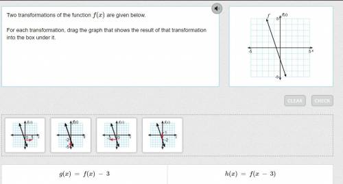 Two transformations of the function f(x) are given below. For each transformation, drag the graph th