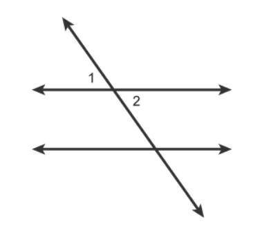 Which relationship describes angles 1 and 2? supplementary angles complementary angles adjacent angl