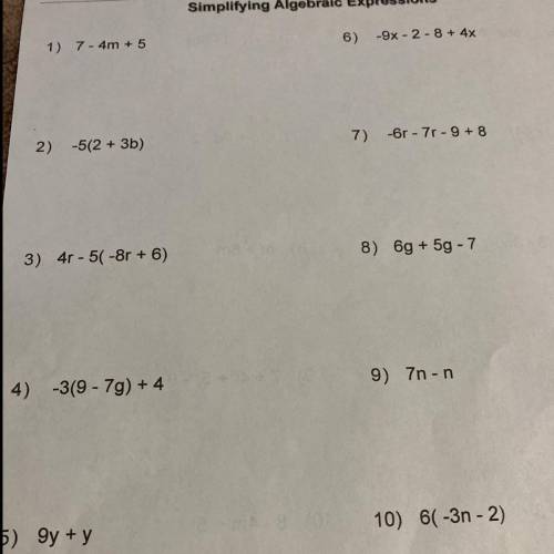 This is simplifying algebraic expressions, i want to know how you do this and can you show the steps