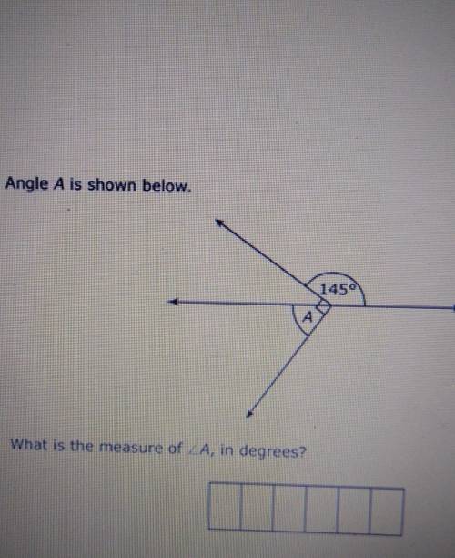 Angle A is shown below.What is the measure of LA, in degrees?