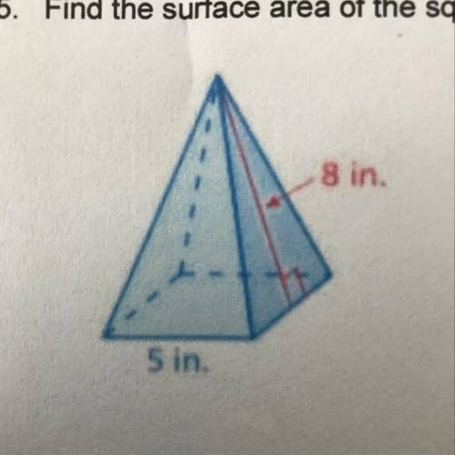 YOU WILL GET 20 POINTSSS ANSWER FAST Find the surface area of the square pyramid.