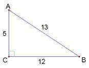 Determine the sine of ∠A. A)  12 13 B)  12 5 C)  5 12 D)  5 13 E)  13 12