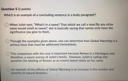 Which is an example of a concluding sentence in a body paragraph?