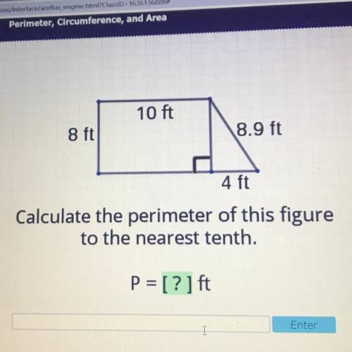 Calculate the perimeter of this figure to the nearest tenth